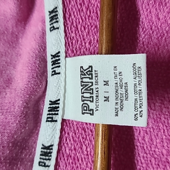 Victorias Secret PINK BARBIE CORE HOT PINK DOG Half Zip Sweatshirt M ACADEMIA - Picture 4 of 7